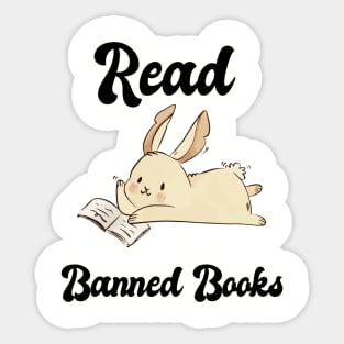 Adorable Rabbit Read Banned Books Sticker